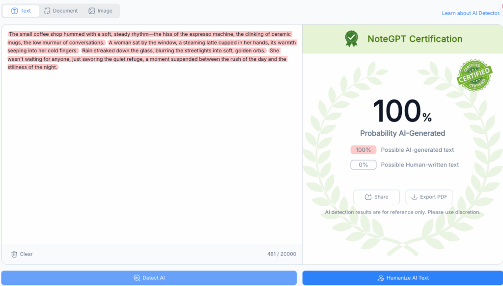 Tool 1 - NoteGPT: How Accurate Is This Popular AI Detection Tool?