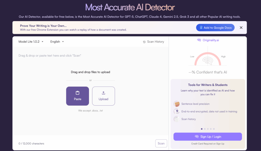 Review 3: Originality.ai – High-Accuracy AI Checker for Teachers Prioritizing Academic Integrity