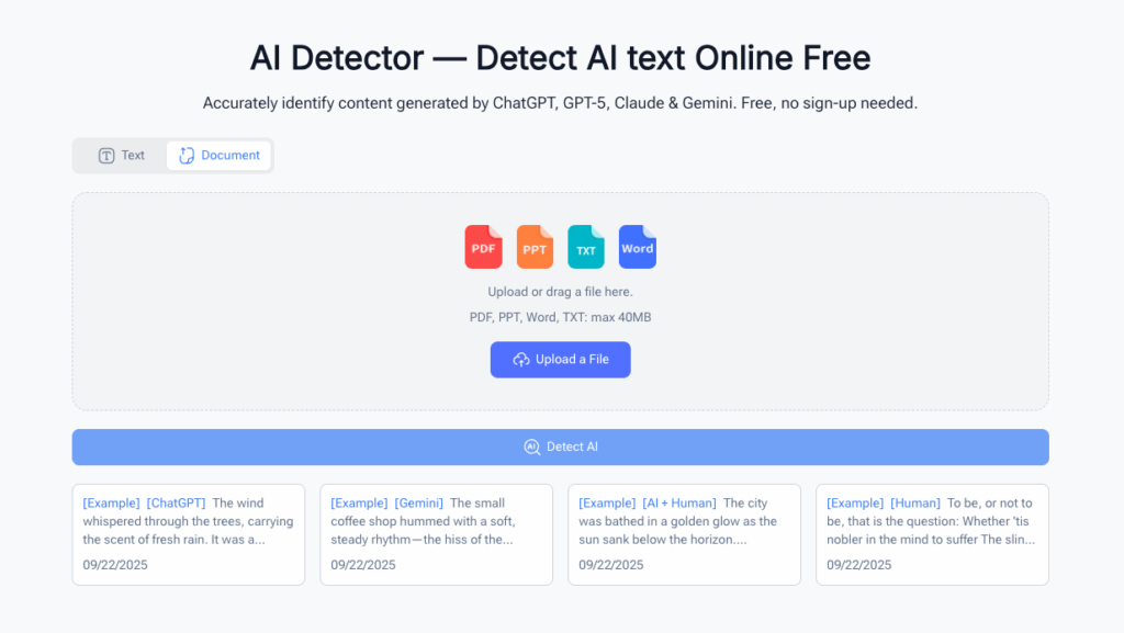 AI Detector — Detect AI text Online Free