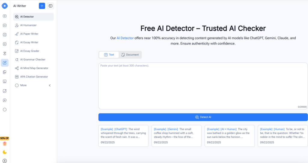 Tool 2: NoteGPT AI Detector: Best AI Detector for Notes & Short-Form Content