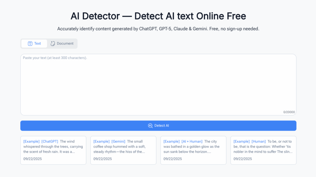 AI Detector — Detect AI text Online Free