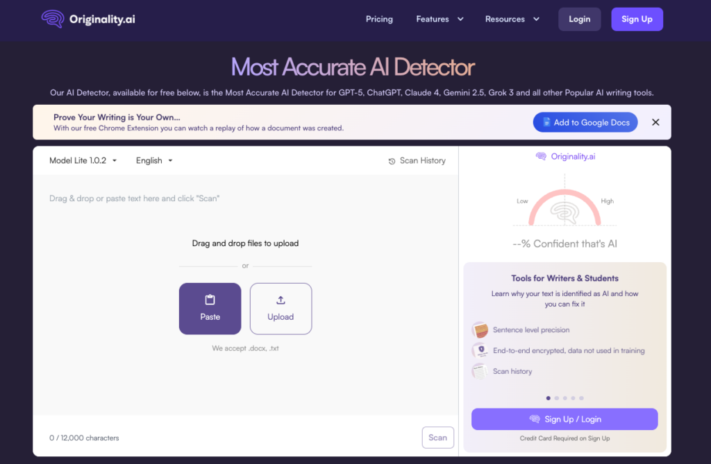 Tool 3: Originality.ai: Best AI Detector for Academic & SEO Content
