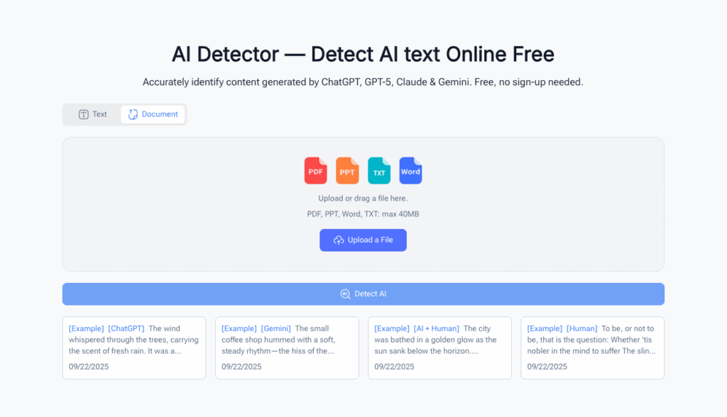 Review 2: AI Detector – Straightforward AI Content Checker for Educators