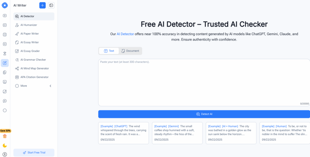 Tool 2: NoteGPT: AI Writing Detection Capabilities & Step-by-Step Guide