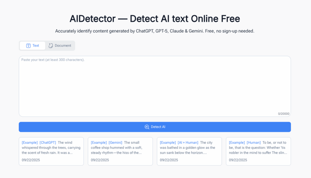 Tool 2 - AIDetector: Does It Live Up to “Are AI Detectors Accurate” Hype?