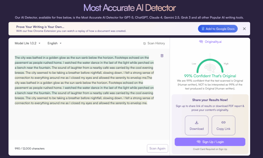 Tool 3 - Originality.ai: Measuring Accuracy for AI-Generated Content Detection
