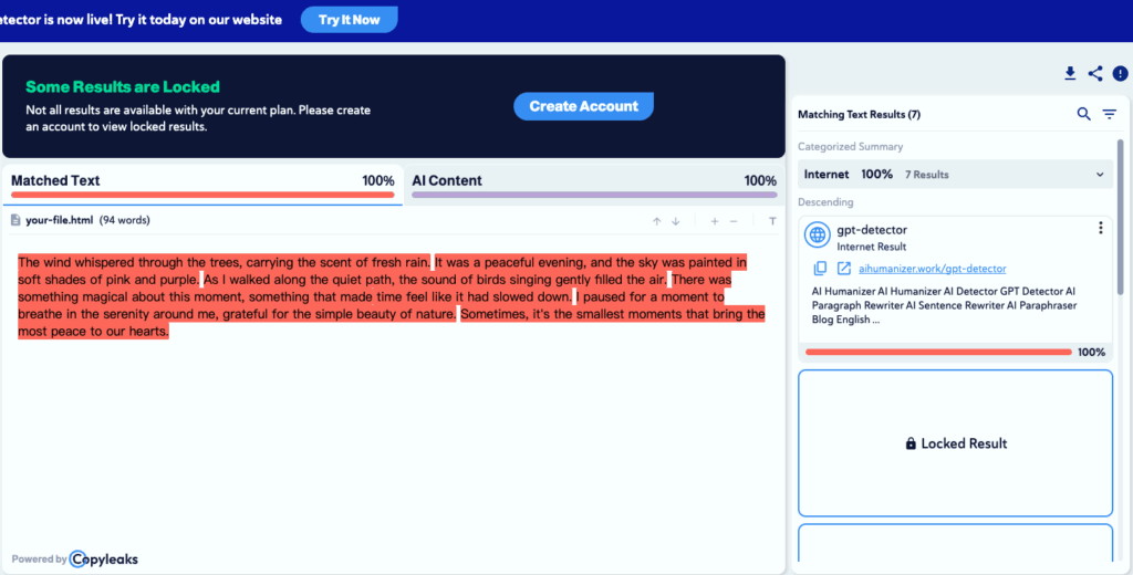 Tool 4: Copyleaks: Comprehensive AI Writing Detector for Academia & Business